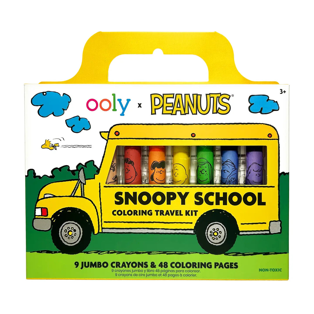 NEW OOLY X Peanuts: Snoopy School Coloring Travel Kit -9 Jumbo Crayons