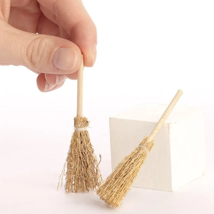 Dollhouse Miniatures:  Miniature Straw Brooms Pack of 2