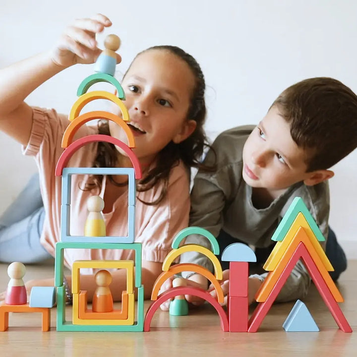 Wooden Montessori Rainbow Blocks Set