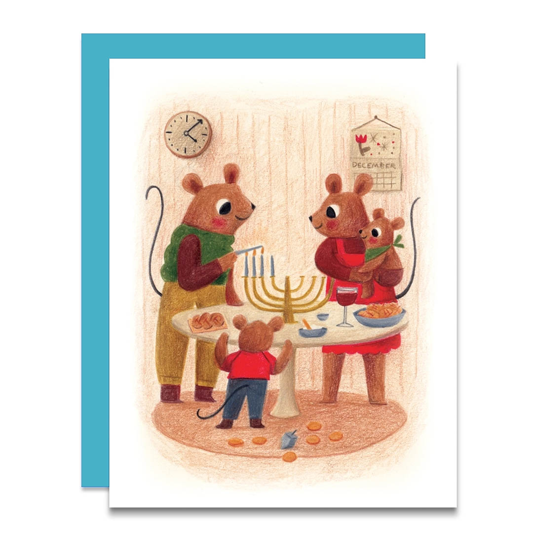 Hanukkah Mice Family Card