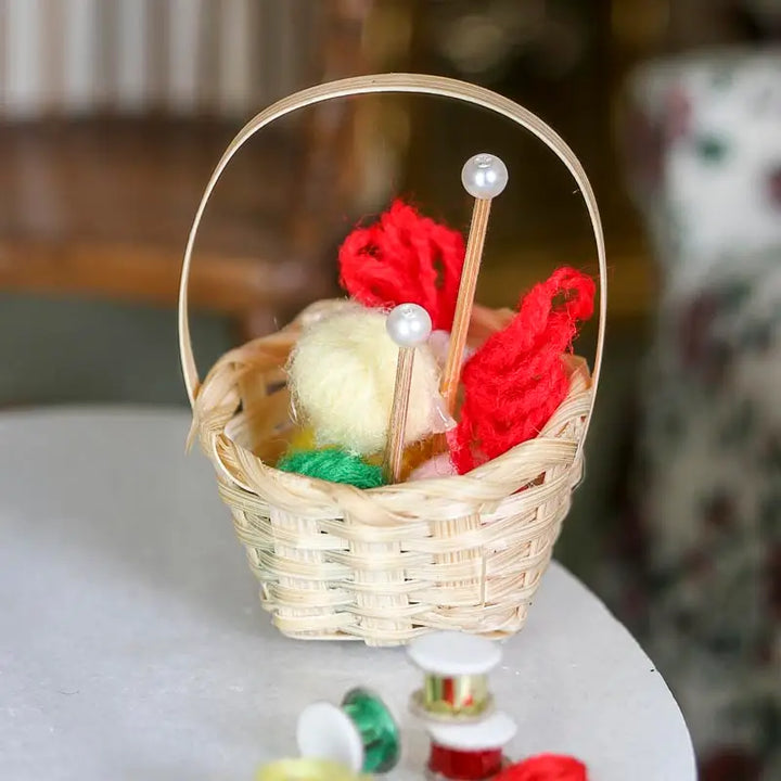 Dollhouse Miniatures:  Wicker Knitting Basket