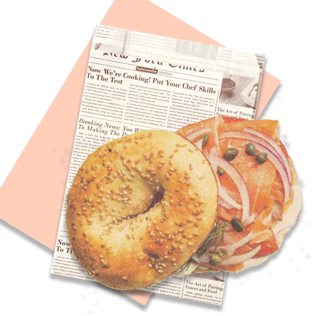 Retro NYC Bagel Postcard With Envelope & Concession Bag