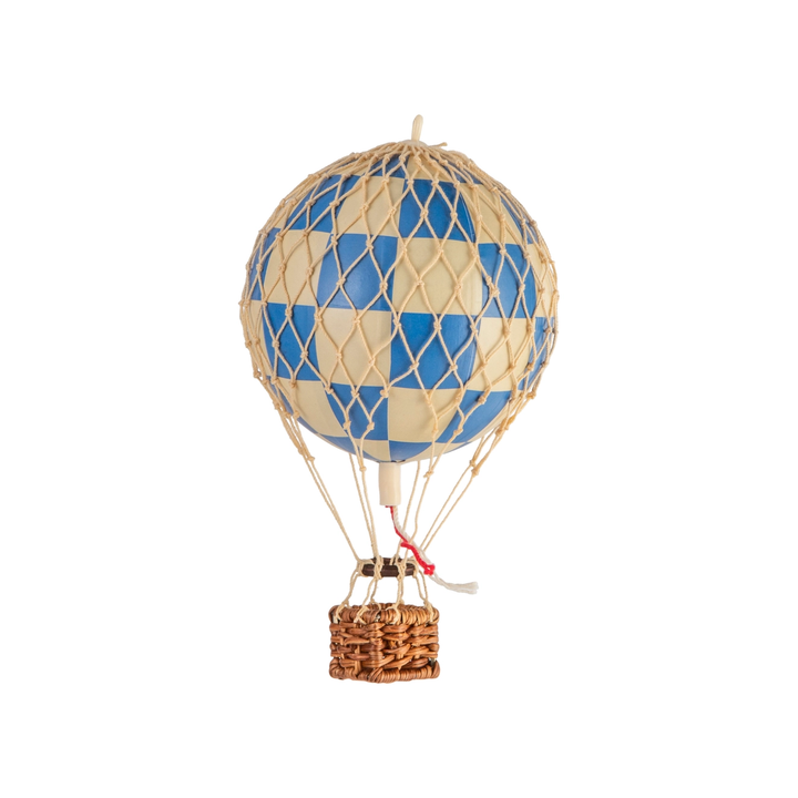 Hot Air Balloon Floating Hanging Mobile- Blue Checkered