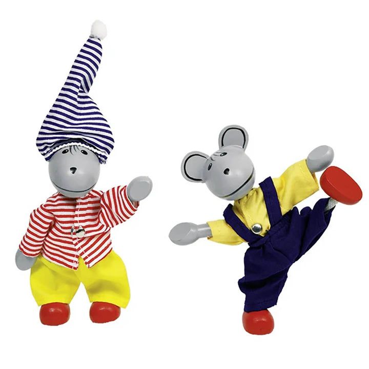 Wooden Dress Up Mouse Doll Set - Wardrobe, Lia & Luca