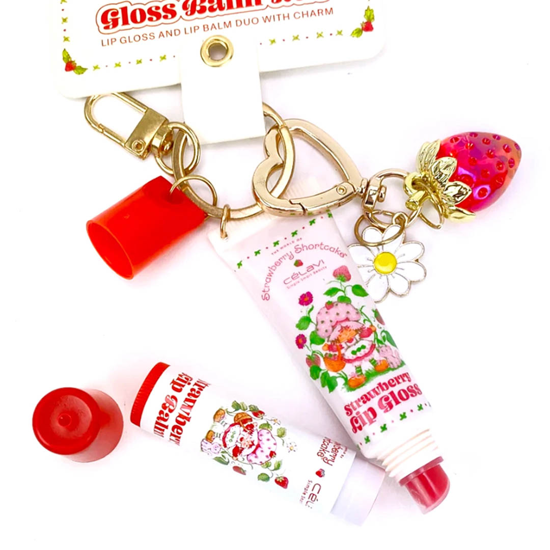 Set of 2 Strawberry Shortcake Gloss Balm Duo with Keychain