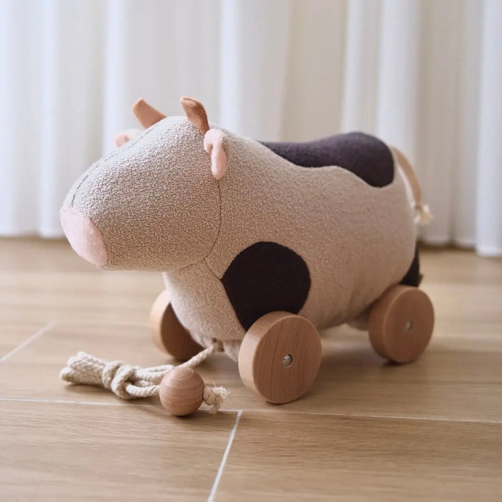 Baby Cow Push Toy with Wooden Wheels