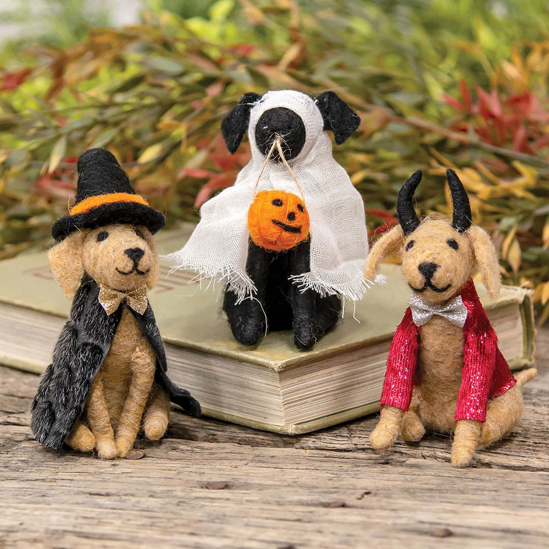 Felted Devil Dog Ornament