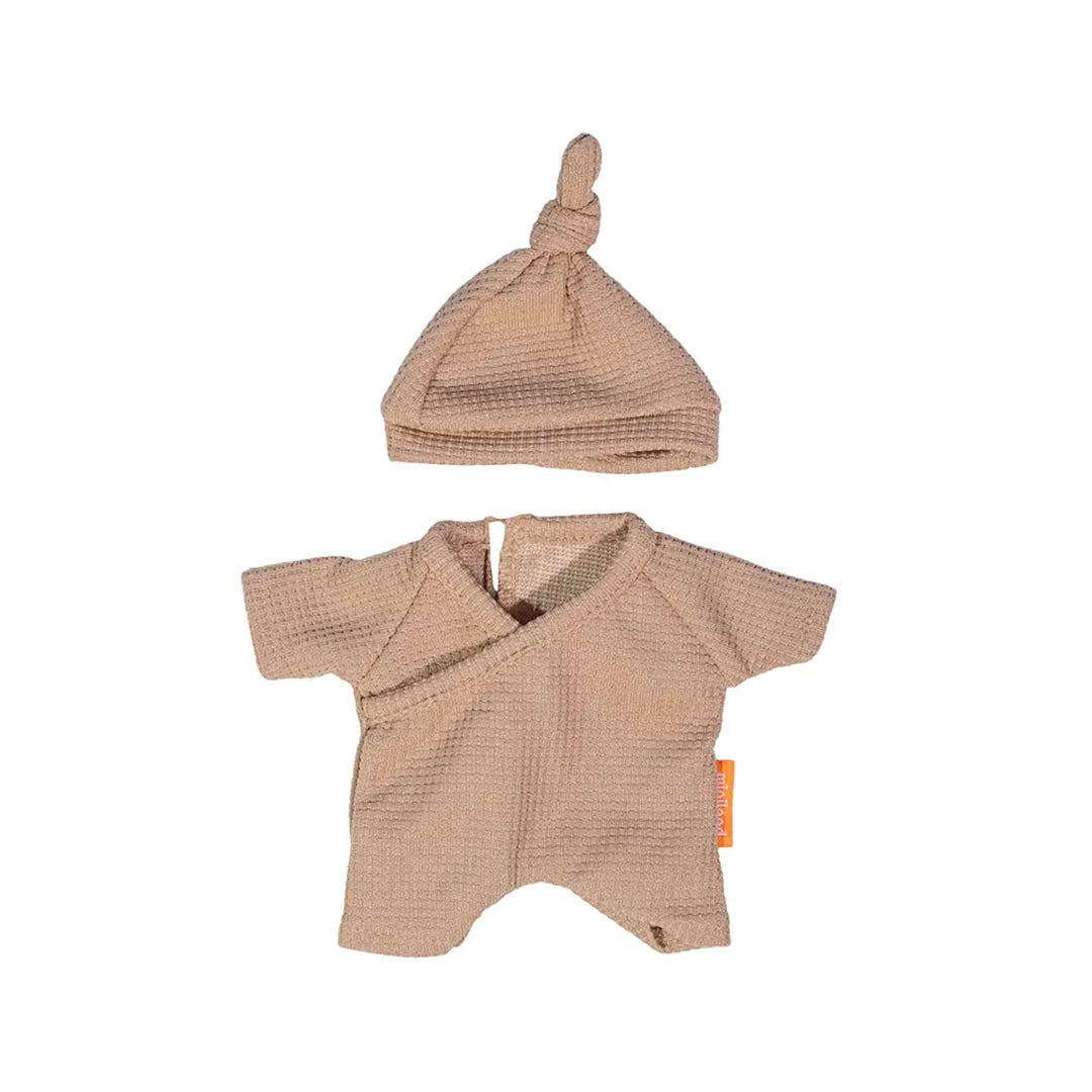 Doll Clothing: Brown Pajamas with Hat Set 8 1/4"