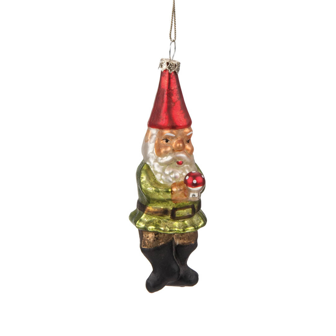 Glass Santa Gnome Ornament