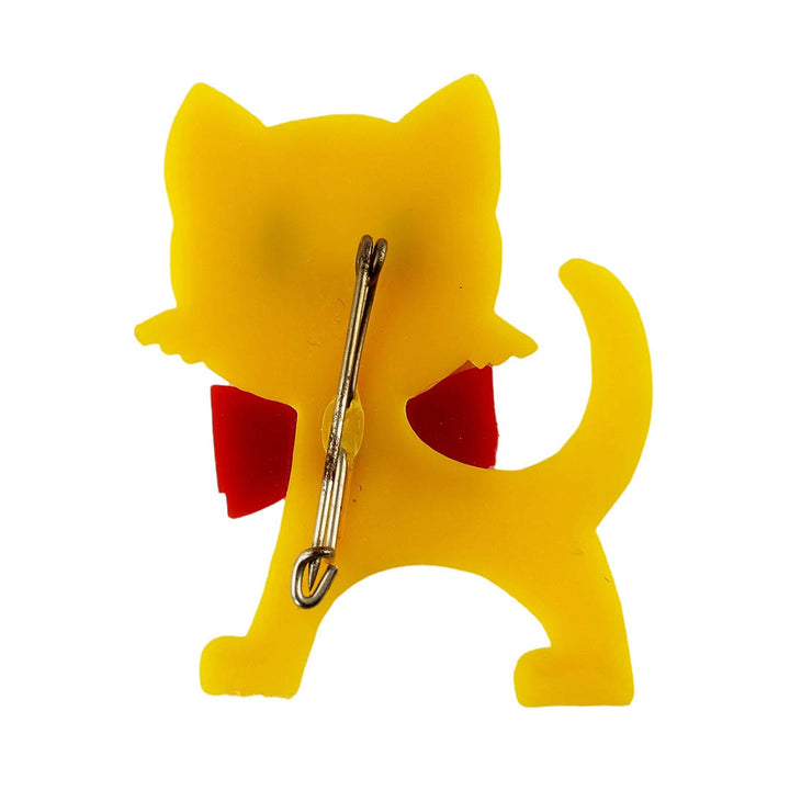 Retro Cat Pin Yellow/Red