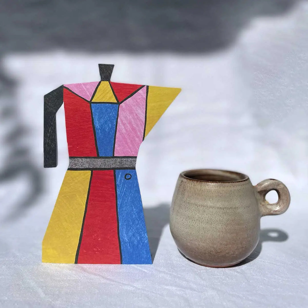 Color Block Coffee Pot Shaped Greeting Card