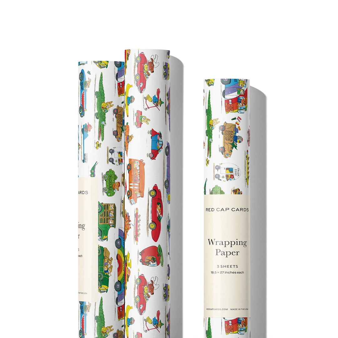 Richard Scarry Busytown Cars Wrapping Paper - Roll of 3 Sheets