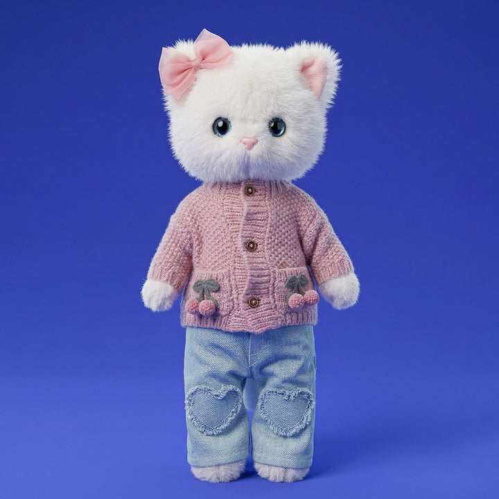 Lucky Kitty Sophie Plush Doll: Knitted Cherries