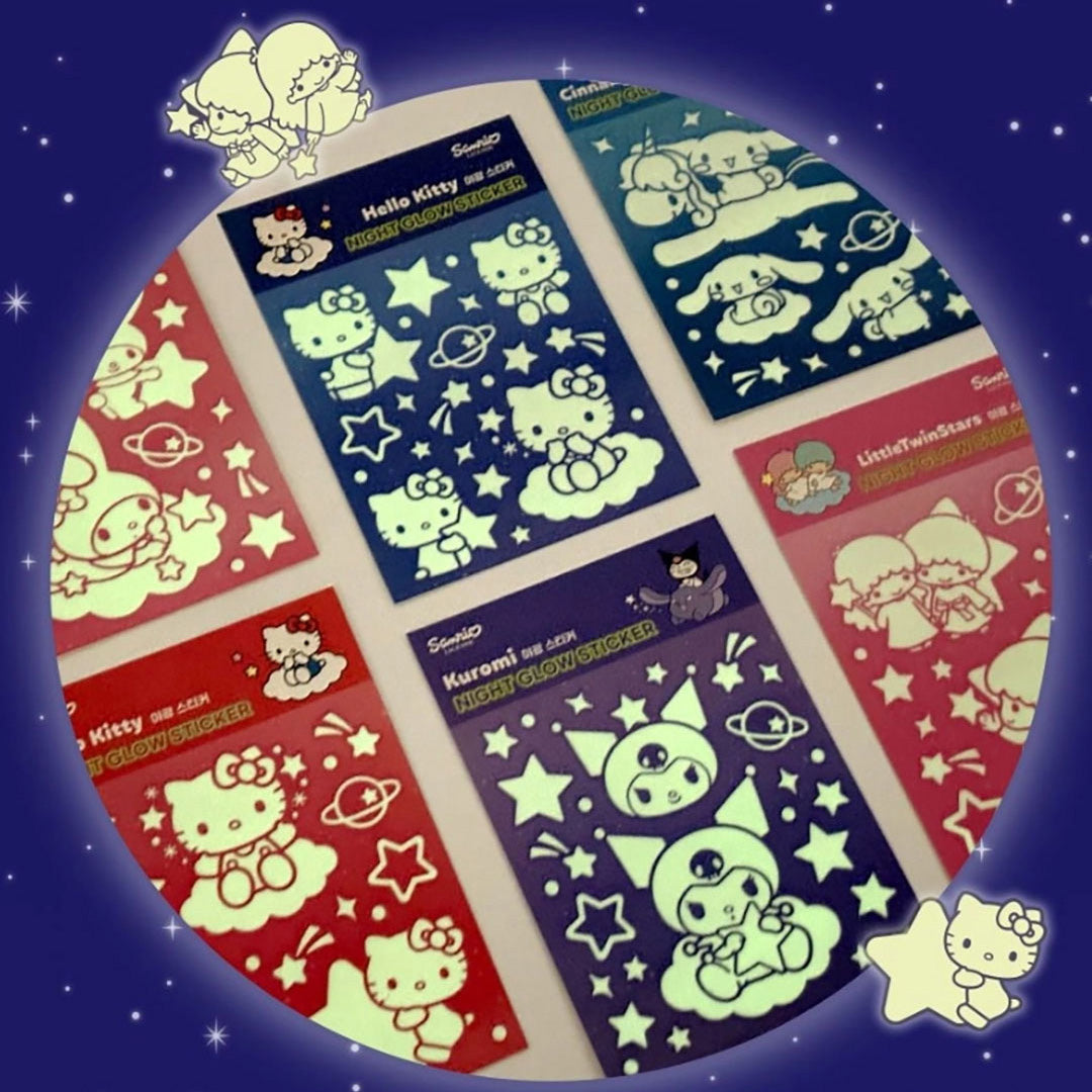 NEW Sanrio Night Glow Sticker Set - Available in Many Styles!