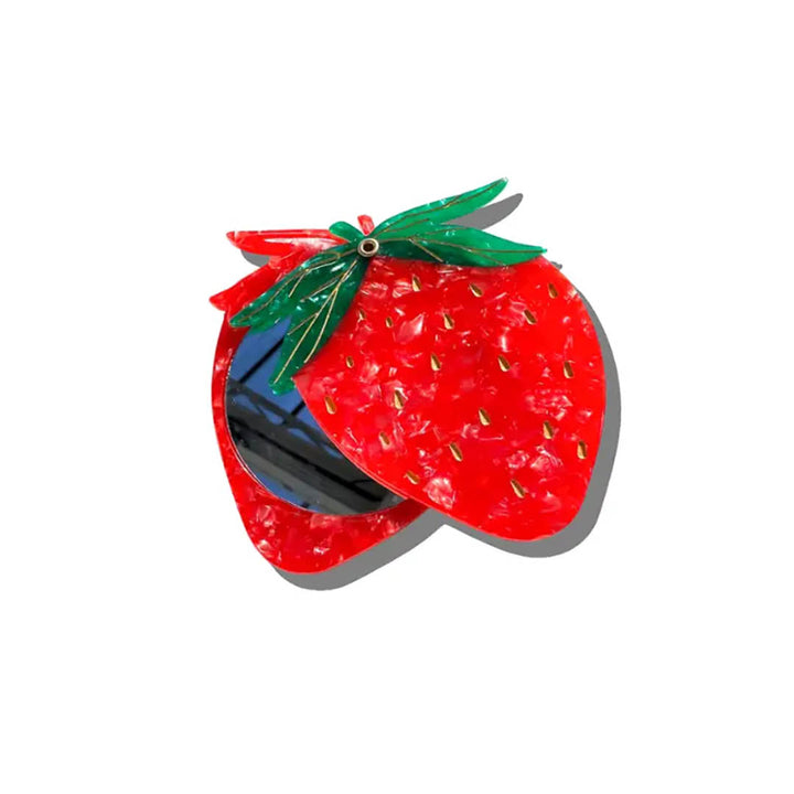Hand-painted Strawberry Compact Mirror