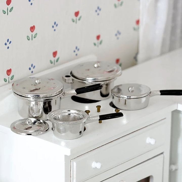 NEW Dollhouse Miniatures: Silver Pots and Pans