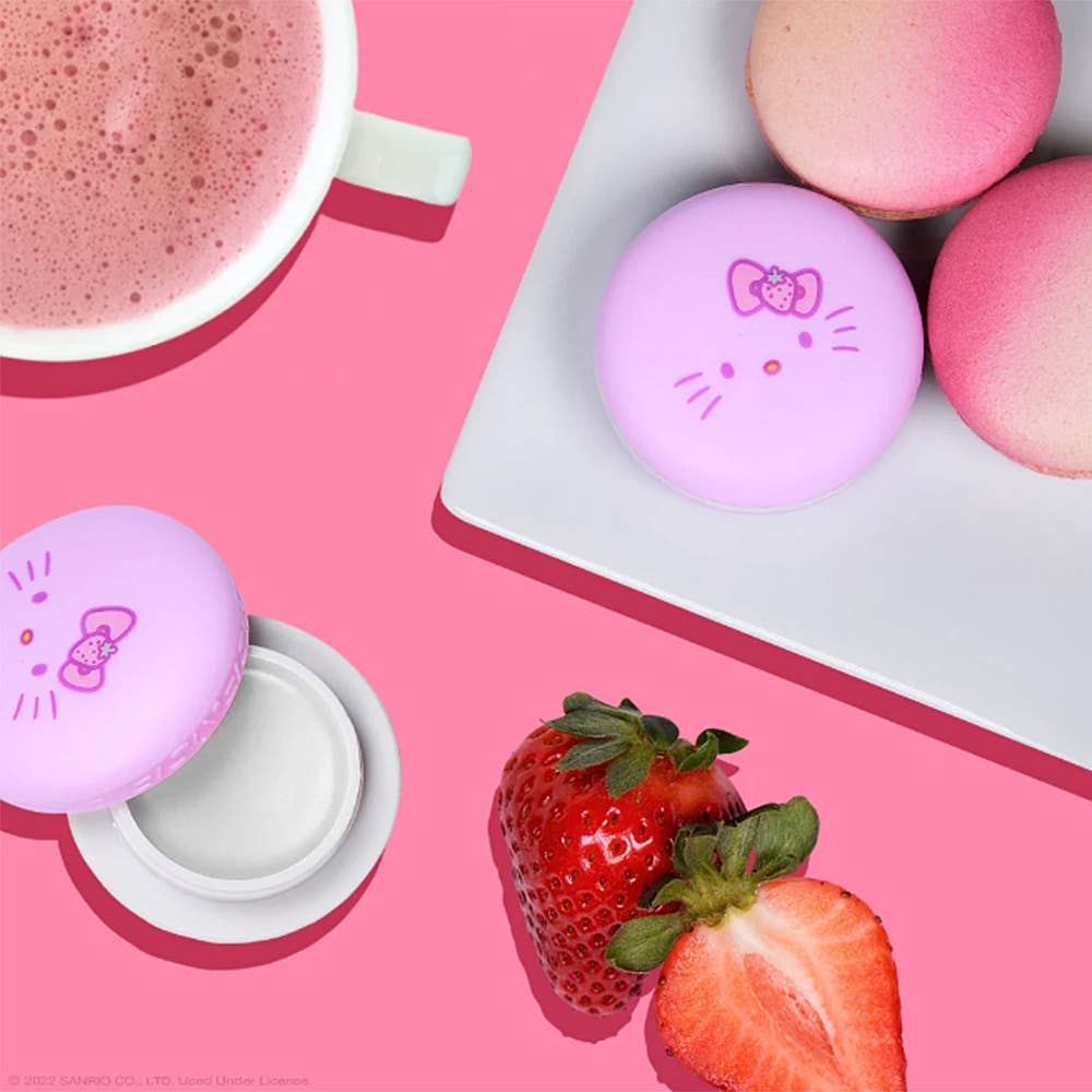 NEW Macaron Lip Balm - Strawberry Rose Latte - The Creme Shop x Hello Kitty