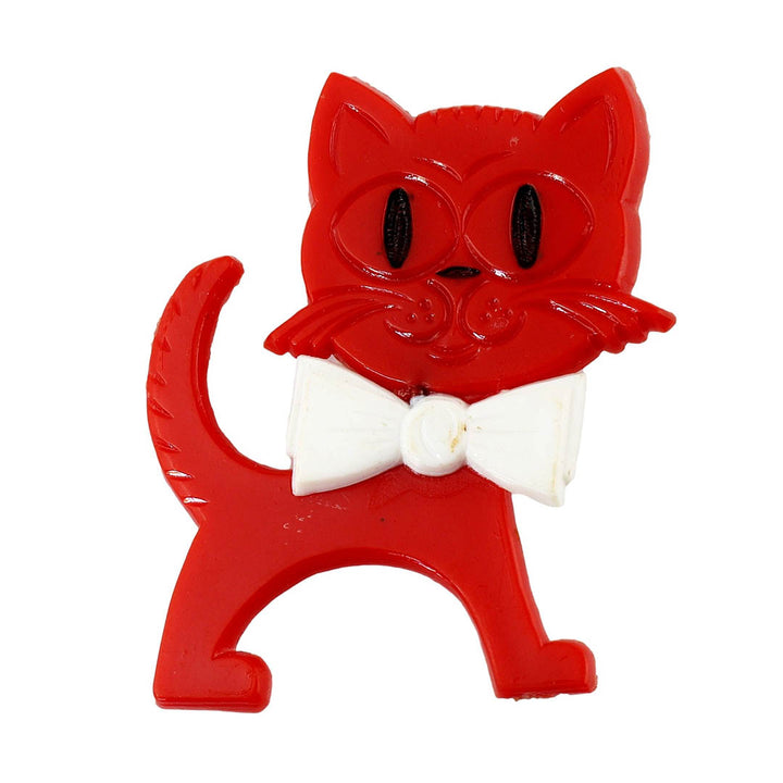 Retro Cat Pin Red/White