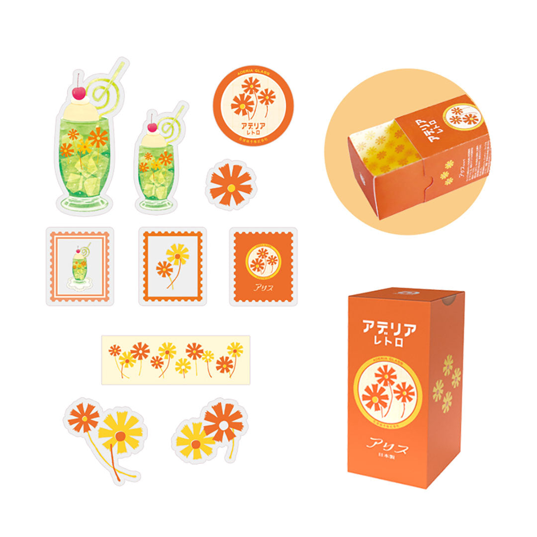 Retro Die Cut Flake Stickers - Alice Orange
