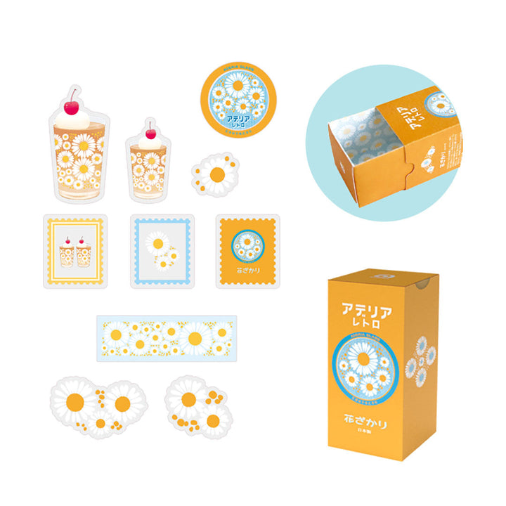 Retro Die Cut Flake Stickers - Hanazakari Floral