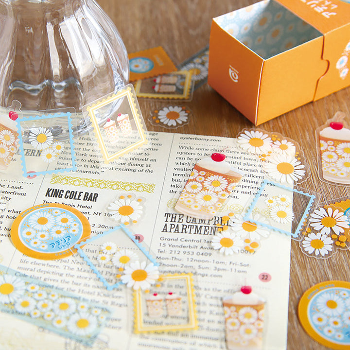 Retro Die Cut Flake Stickers - Hanazakari Floral