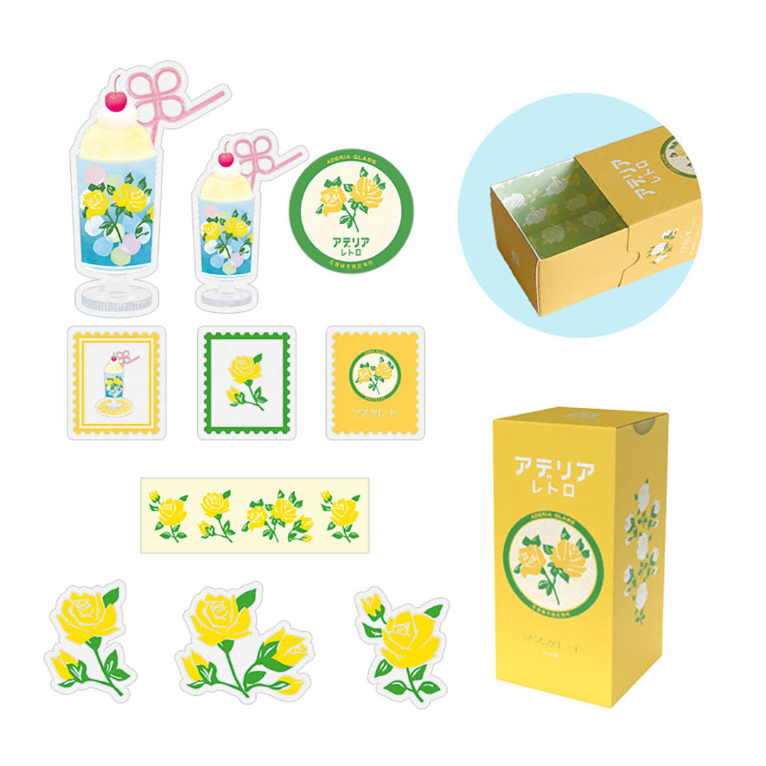Retro Die Cut Flake Stickers - Yellow Roses
