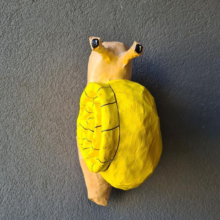 NEW Paper Mache Animal Snail- Yellow