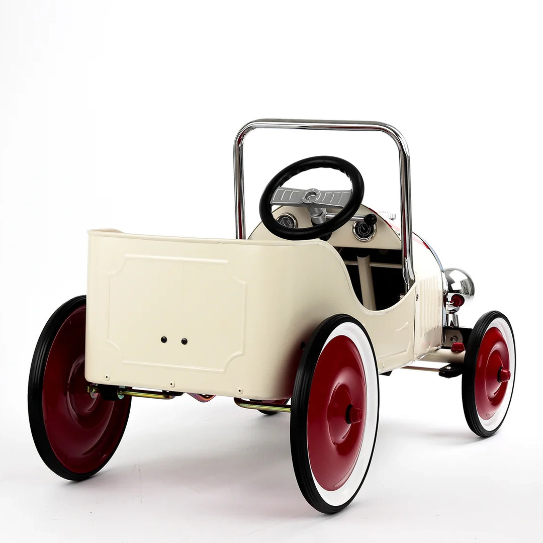 Classic Pedal Car- Ivory with Red Stripes Includes Shipping