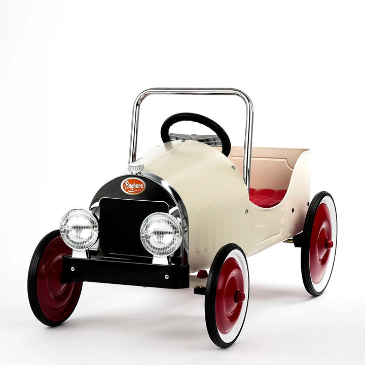 Classic Pedal Car- Ivory with Red Stripes Includes Shipping