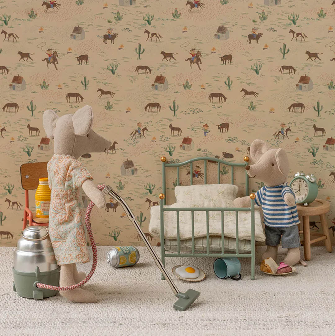 Vintage single bed, Mouse - Mint