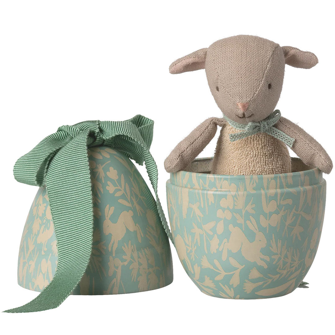 Easter egg with micro lamb, Small - Dusty mint