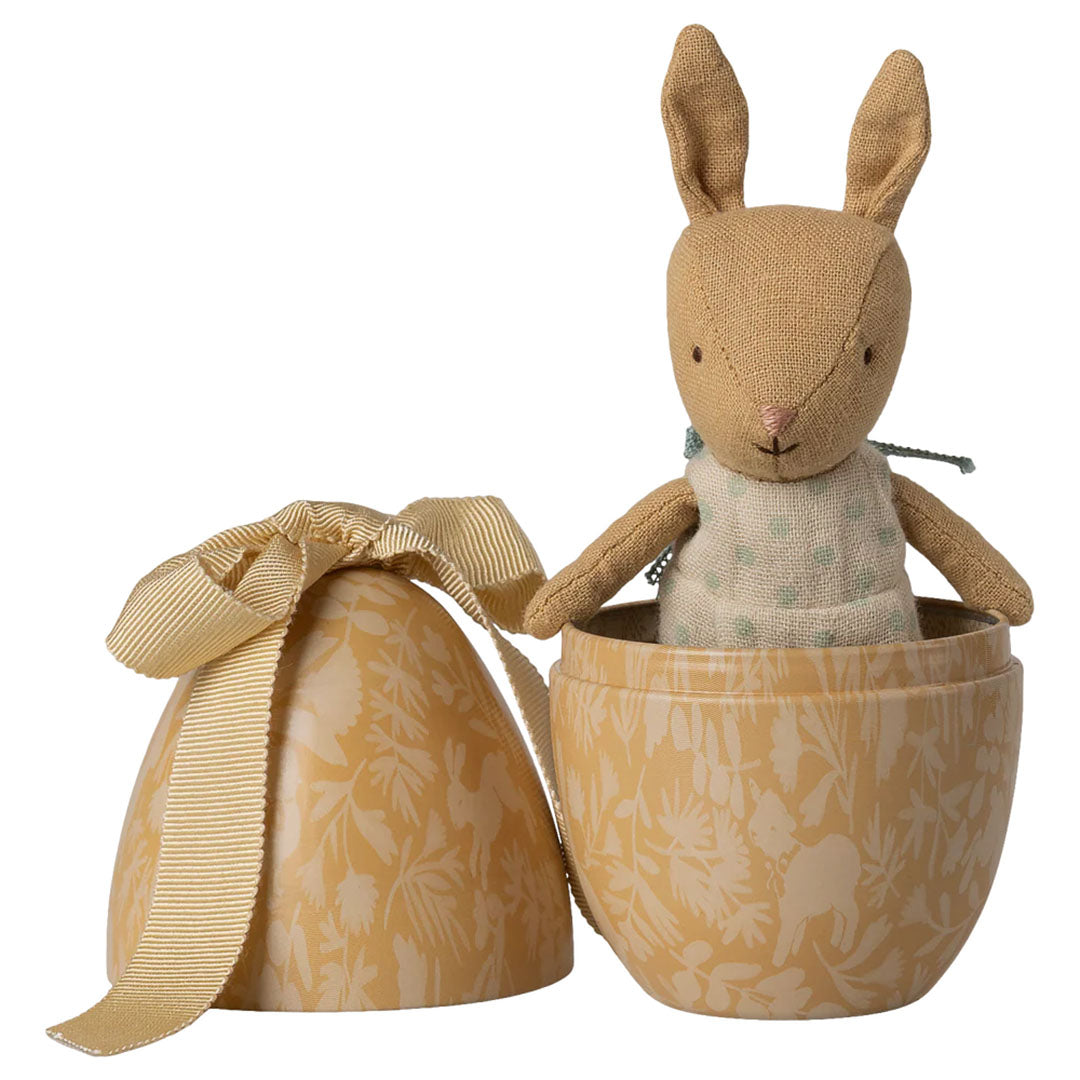 Easter egg with micro rabbit, Small - Cream yellow