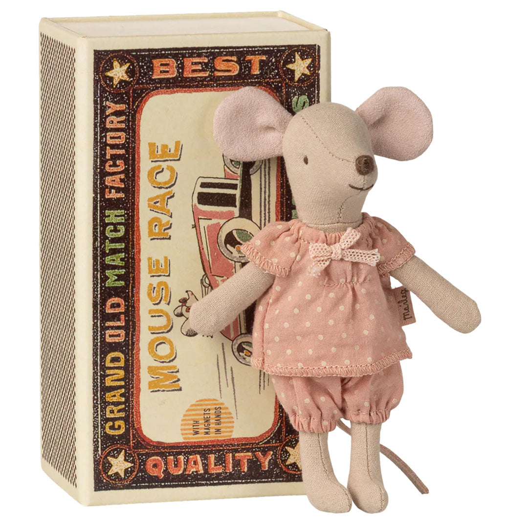 Big Sister Mouse in Matchbox (Pink Dots)