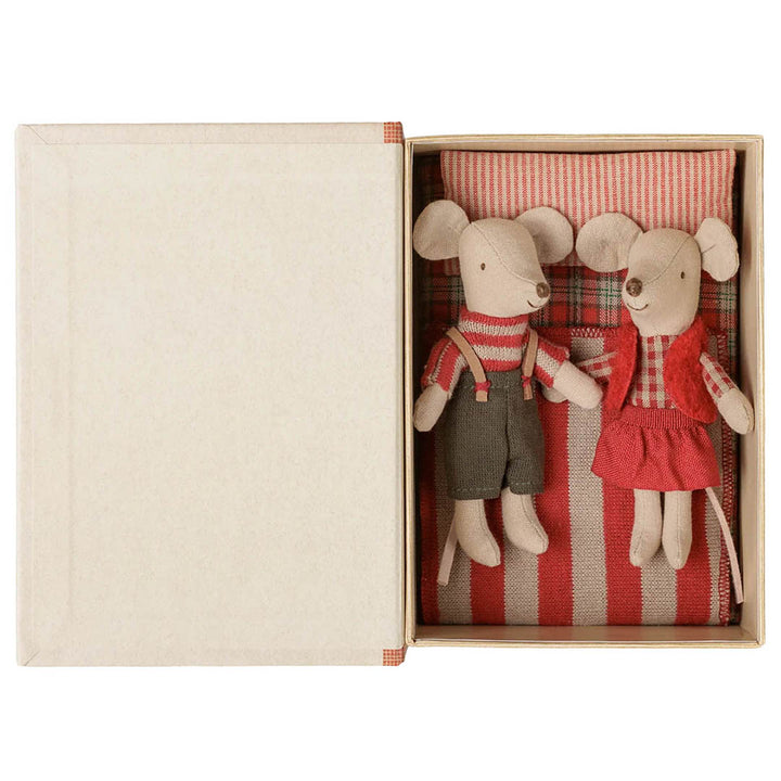 Christmas twin mice, Little sister and brother in book