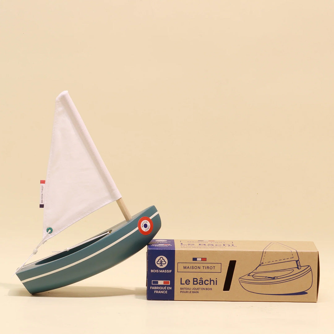 French Wooden Sail Boat - Le Bâchi - Grey Green