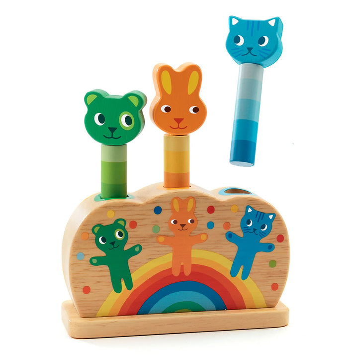Wooden Rainbow Pop Up Toy - Pipop Pidoo Popi