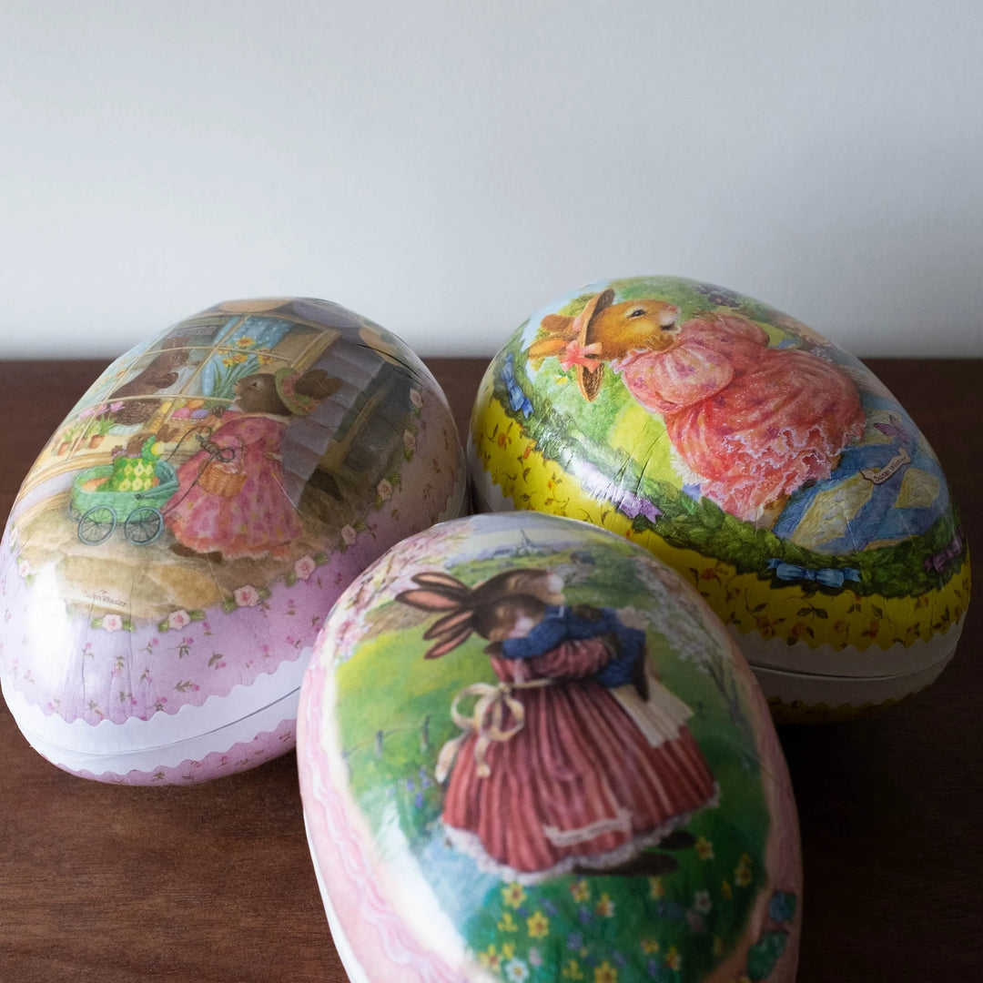 NEW Paper Mache XL Easter Egg For Fillings- Classic Bunnies