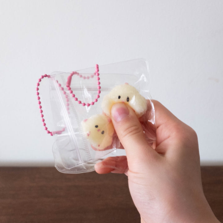 Japanese Tiny Fluffy Chick Squishy with Bag and Chain