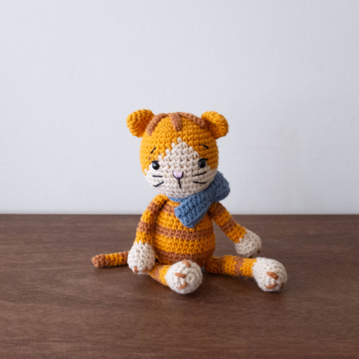 Handmade Crochet Amigurumi  Heirloom Dolls- Ginger Cat with Bow