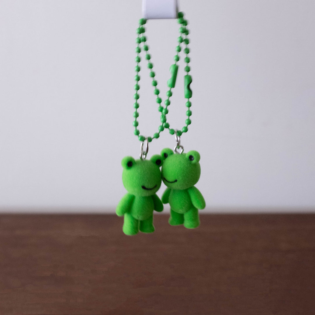 Limited Flocked Key Charm Set of Two - Frogs