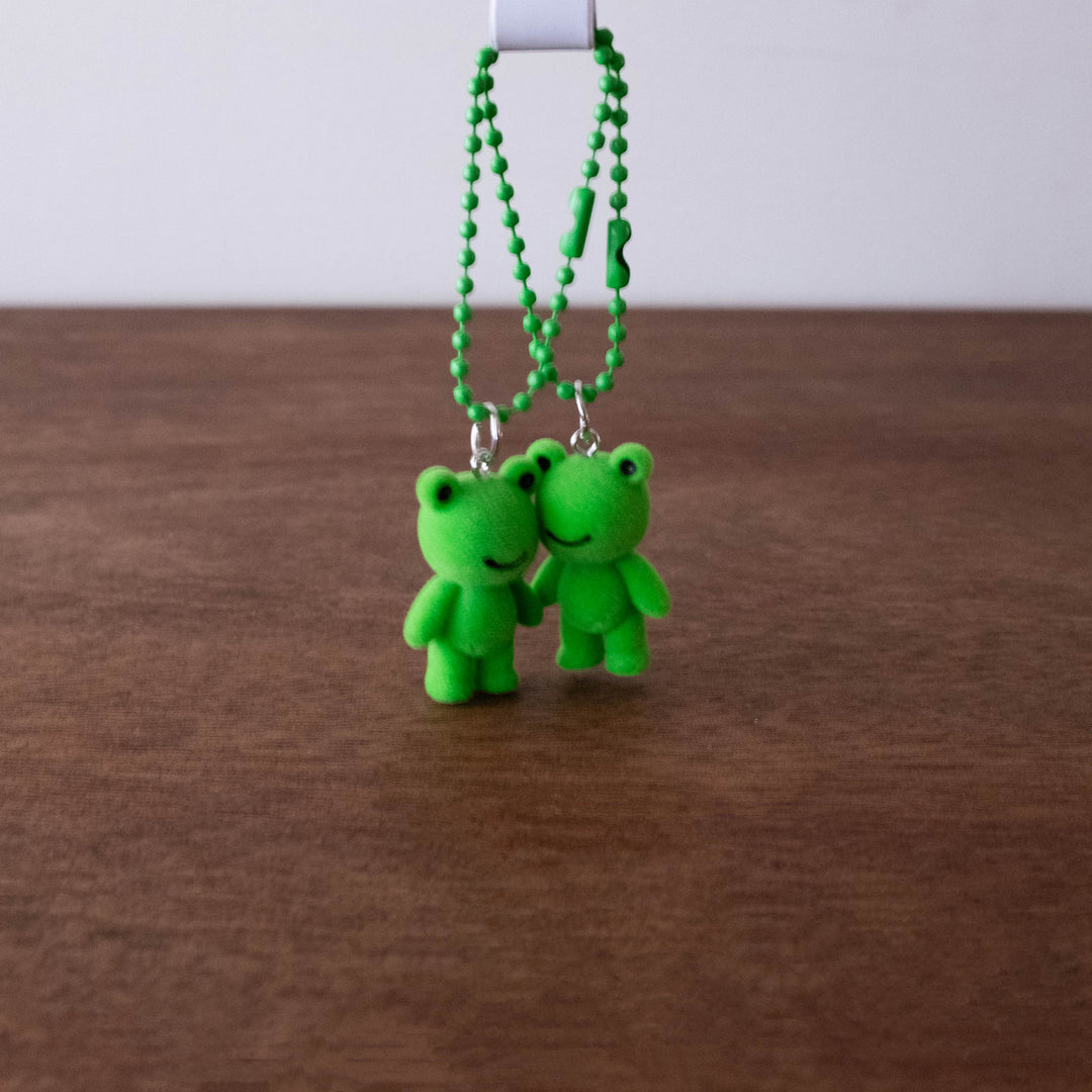 Limited Flocked Key Charm Set of Two - Frogs