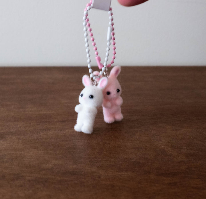 Limited Flocked Key Charm Set of Two - Bunnies