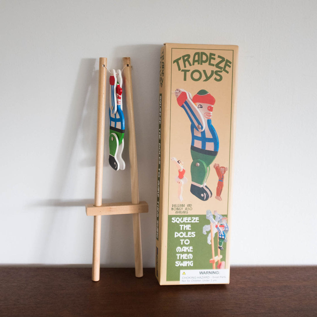 NEW Trapeze Clown Wooden Toy