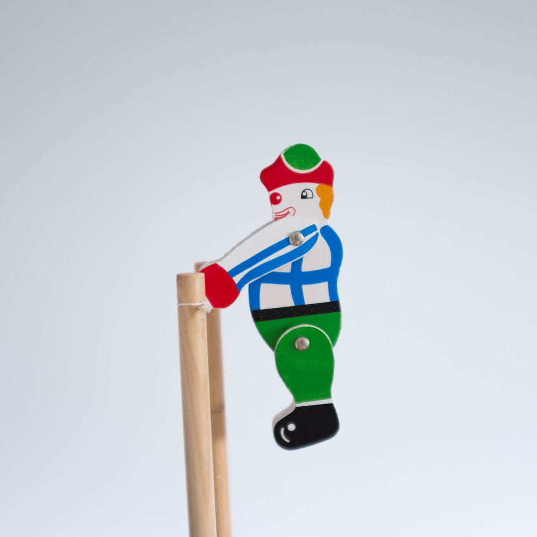 NEW Trapeze Clown Wooden Toy