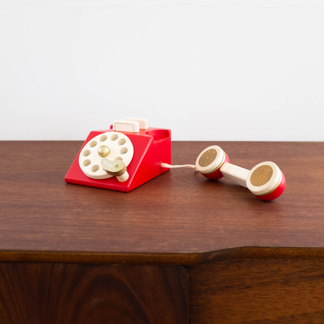 NEW Wooden Vintage Telephone Toy