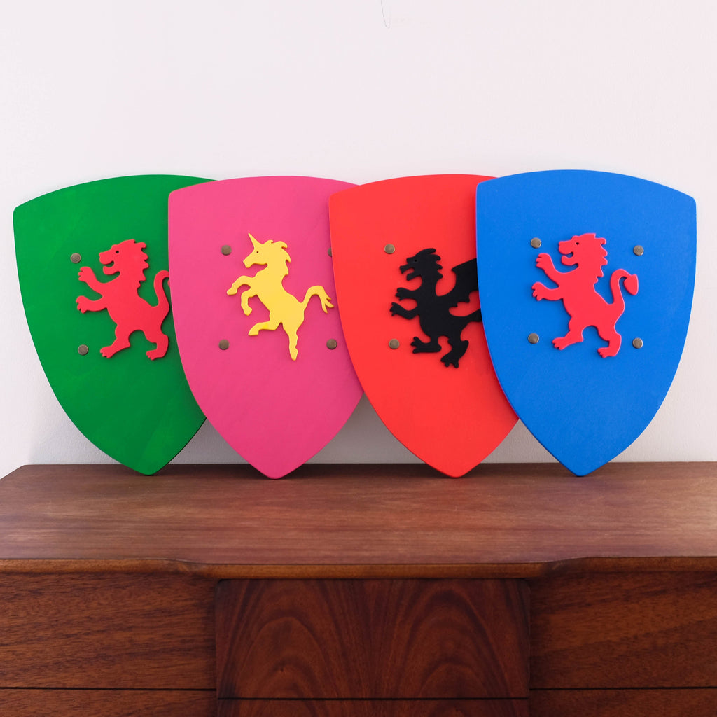 NEW Wooden Knight Shield- Red Dragon