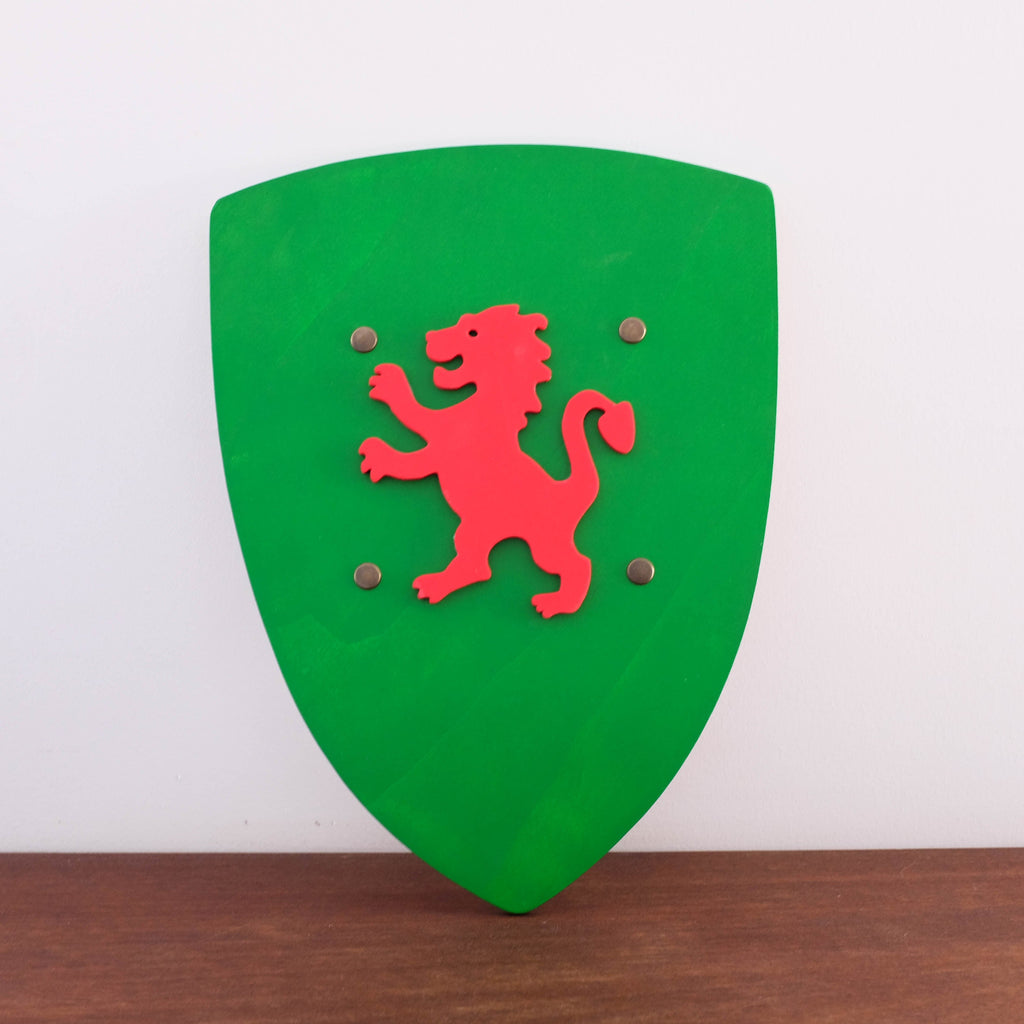 NEW Wooden Knight Shield- Green Lion