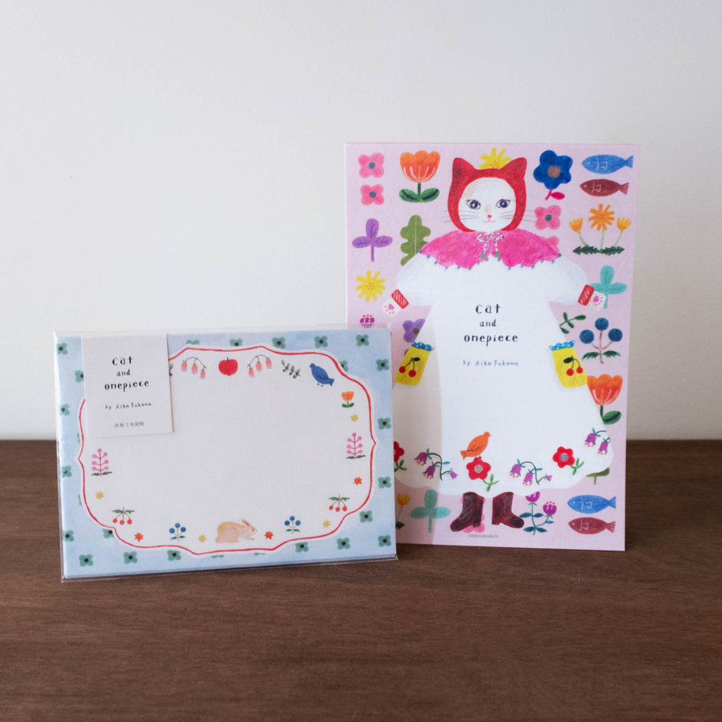 NEW Aiko Fukawa Stationery: Cat Pink Letter Set