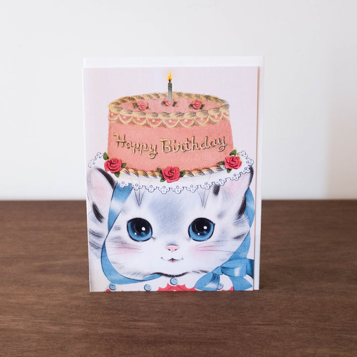 Greeting Birthday Card- Retro Kitty Cat