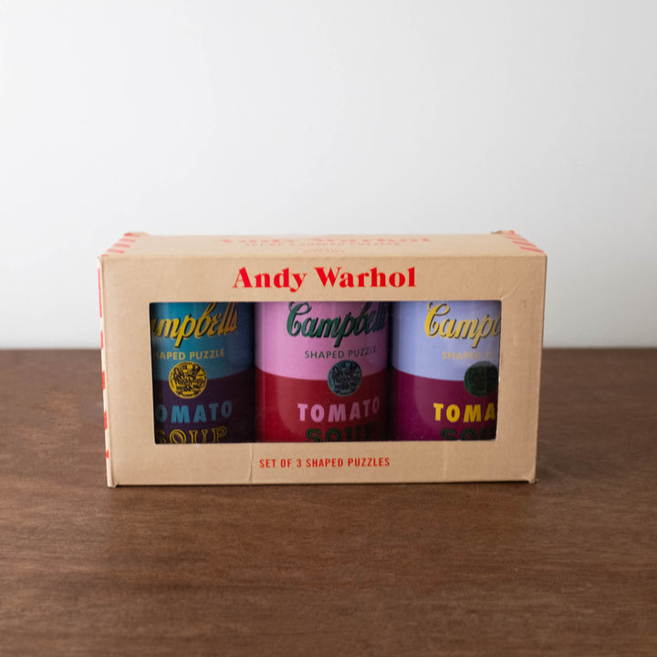 Andy Warhol Soup Cans Set of 3 Shaped Puzzles in Tins